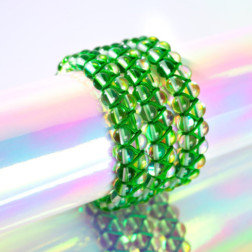 Lune verdoyante | Argent | Bracelet Verre Double Galaxie